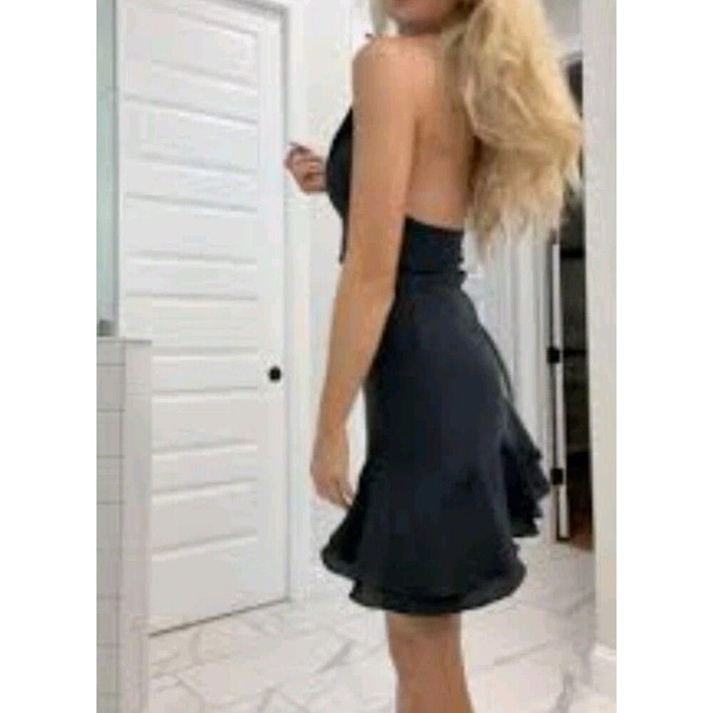 Zara Black Halter Top Neck Tie Backless Sleeveless Blouse Shirt Size XS